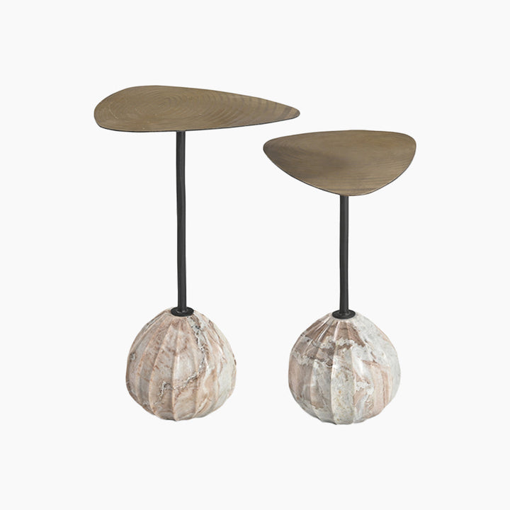 Olea Set of 2 Marble & Iron End Table