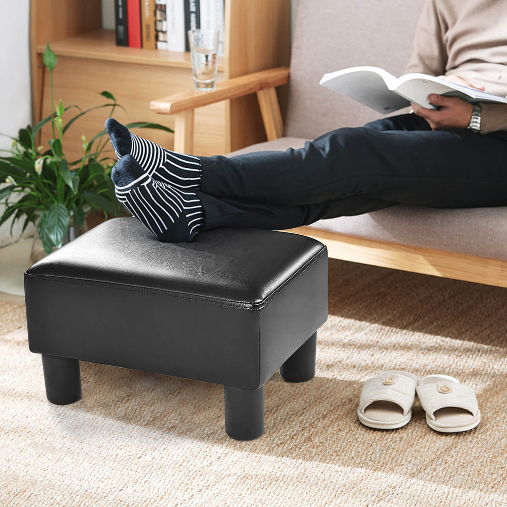 40 cm Rectangle PU Leather Small Footstool Ottoman - TidySpaces