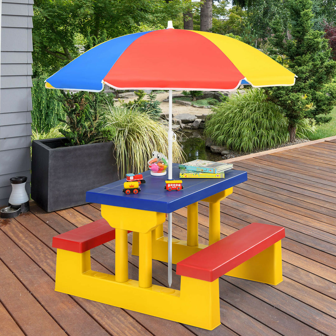 Kids Picnic Table Set with Removable Umbrella-Color - TidySpaces