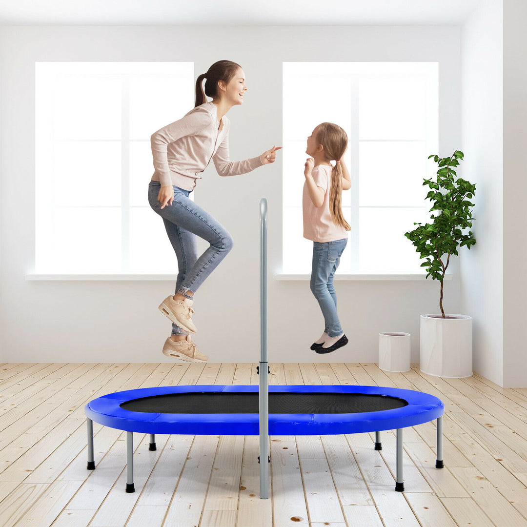 Double Foldable Fitness Trampoline with Adjustable Handrail