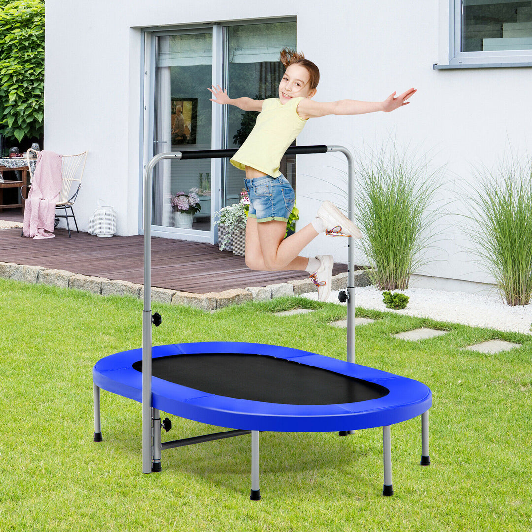 Double Foldable Fitness Trampoline with Adjustable Handrail