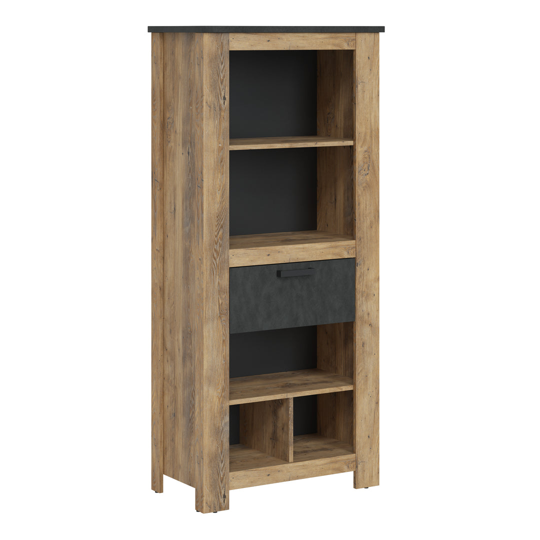 Rapallo 1 drawer bookcase in Chestnut and Matera Grey - TidySpaces
