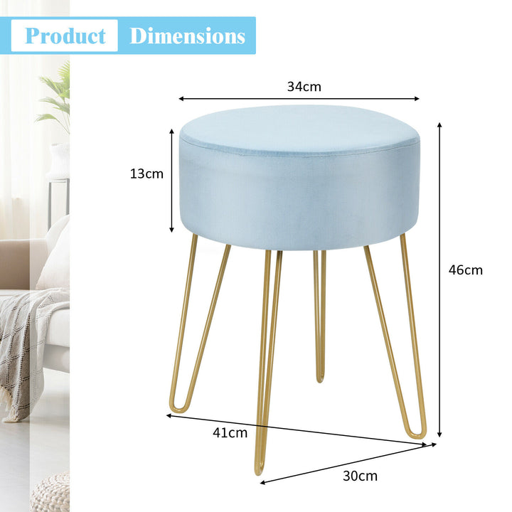 Velvet Modern Round Footstool Ottoman Makeup Dressing Chair - TidySpaces