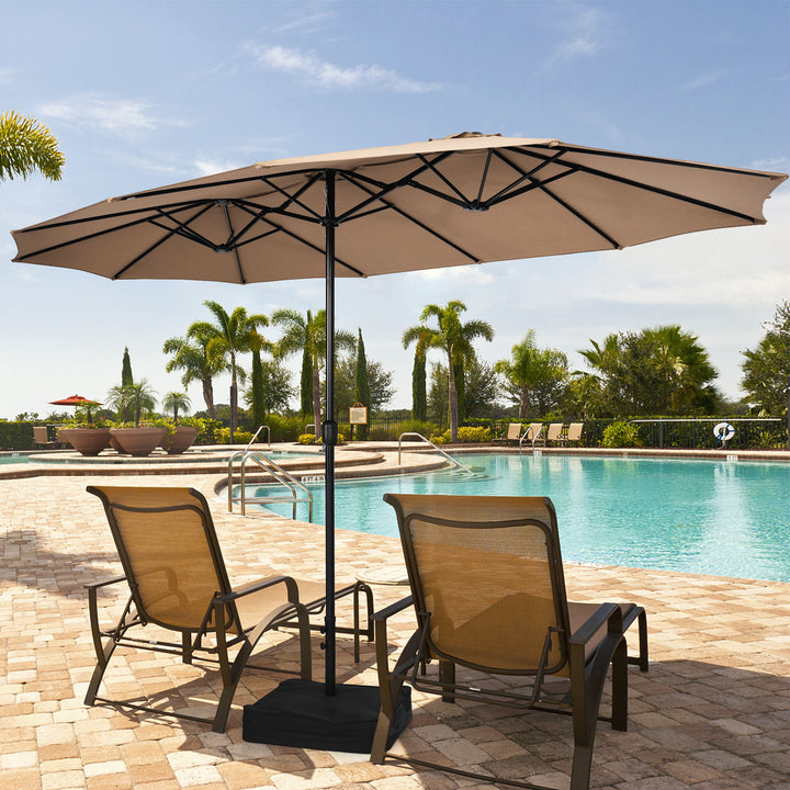450cm Double Sided Patio Umbrella with Base and Hand Crank System