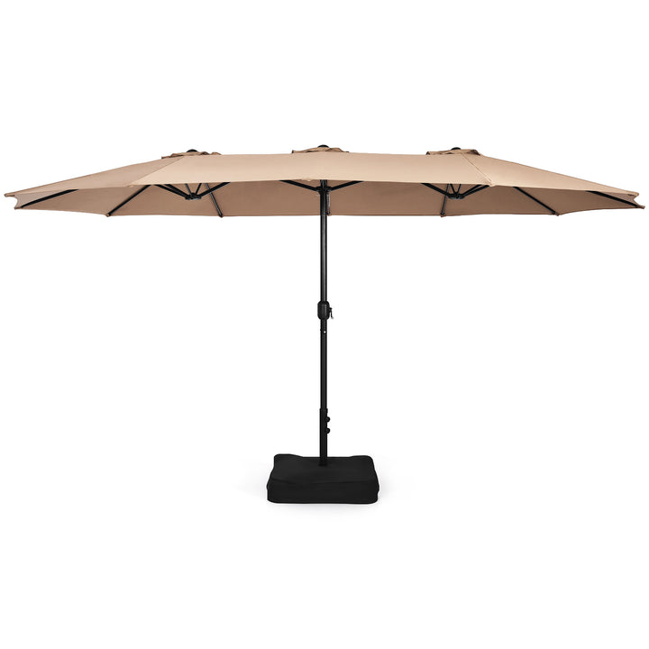 450cm Double Sided Patio Umbrella with Base and Hand Crank System