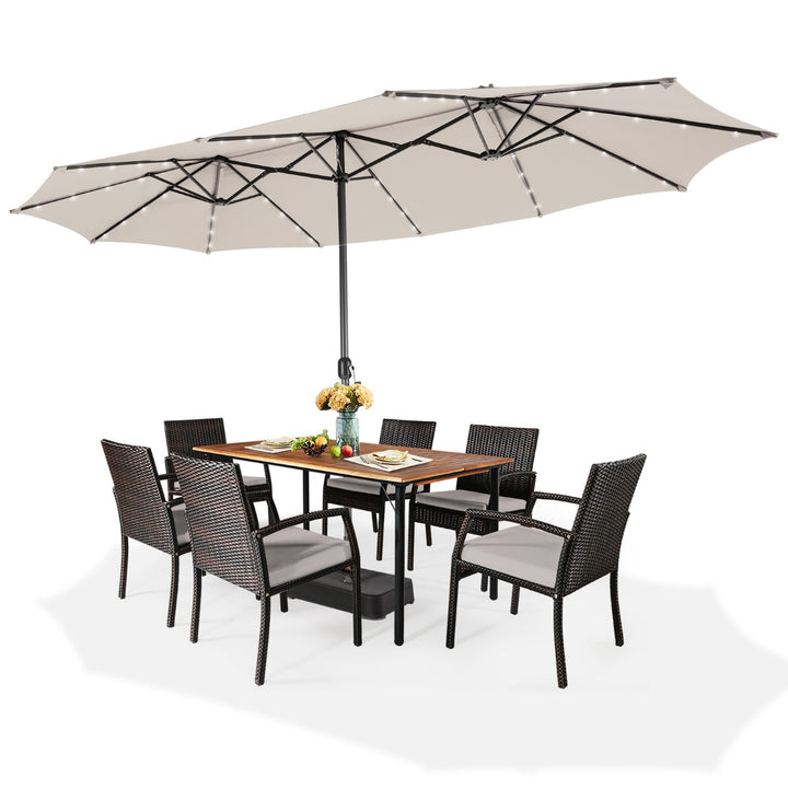 450cm Double Sided Patio Umbrella with Solar Lights