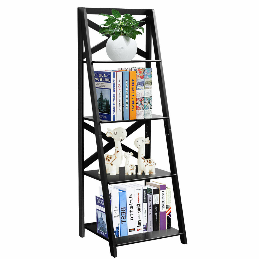 4 Tier Wooden Ladder Shelving Unit - TidySpaces