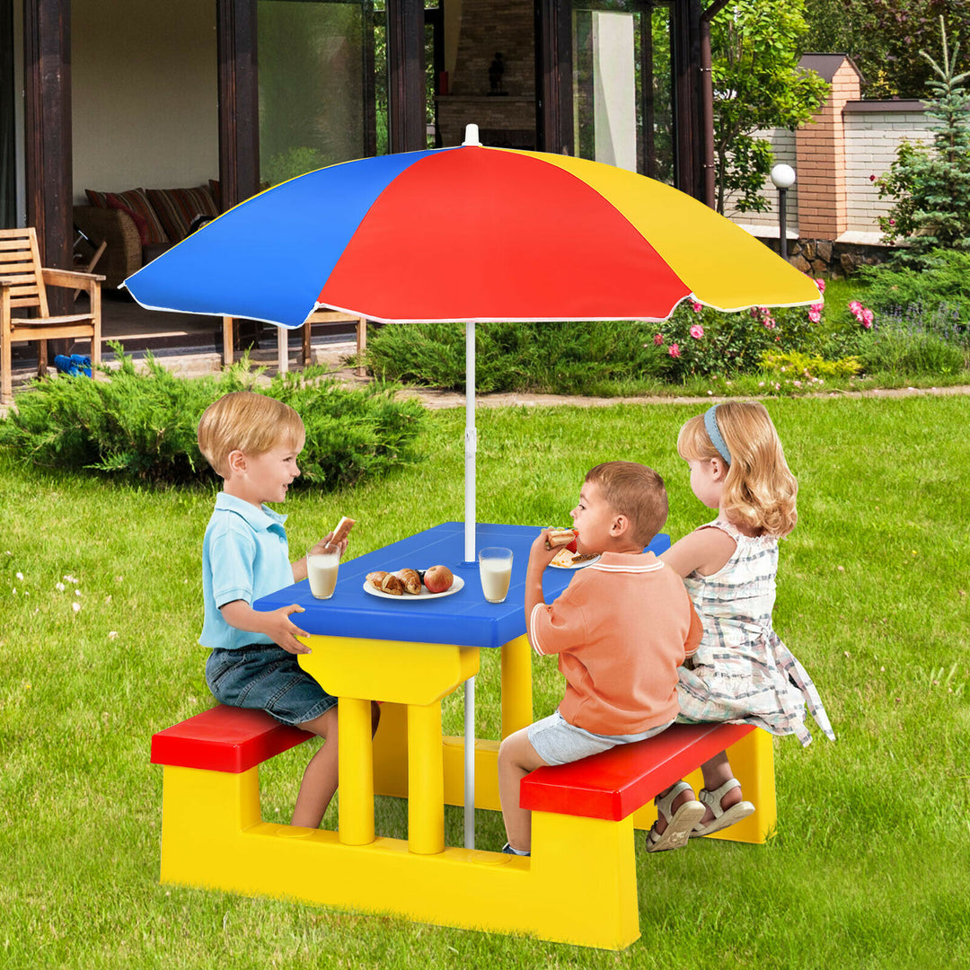 Kids Picnic Table Set with Removable Umbrella-Color - TidySpaces