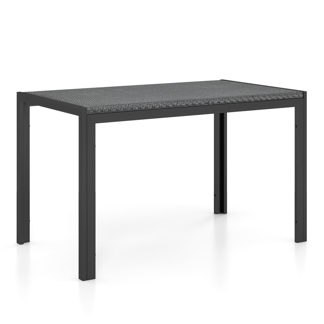 48 Inch Rectangular Wicker Dining Table with Heavy-Duty Metal Frame-Brown - TidySpaces