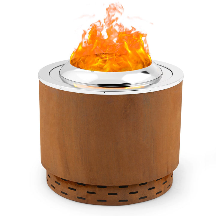 49cm Smokeless Stainless Steel Fire Pit with Weathering Steel Shell - TidySpaces