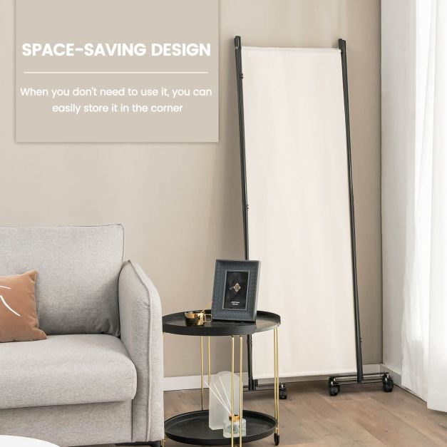 4-Panel Folding Room Divider with Wheels for Living Room Bedroom - TidySpaces