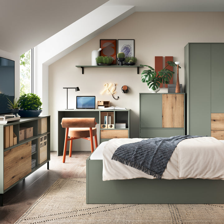 Darwin Sideboard 1 Door in Green/Oak