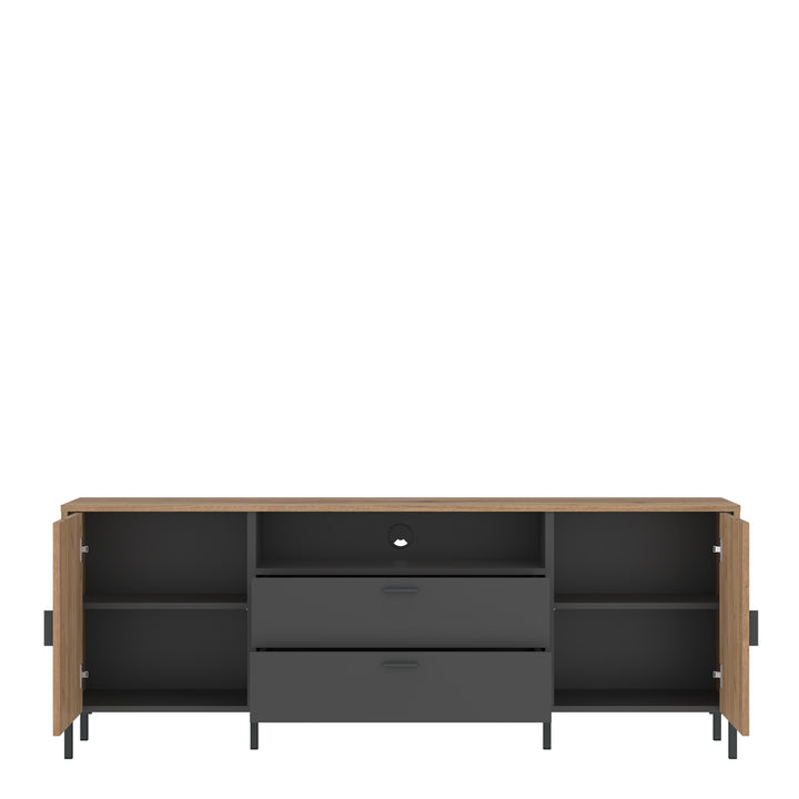 Arundel TV Cabinet 2 Door 2 Drawer 173cm Wide in Oak/Grey