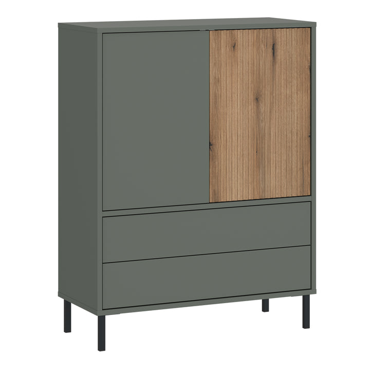 Darwin Sideboard 2 Door 2 Drawer in Green/Oak