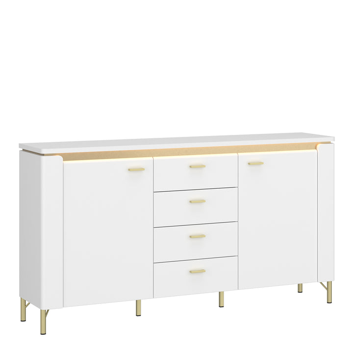 Lazio Sideboard 2 Door 4 Drawer in Alpine White/White Gloss