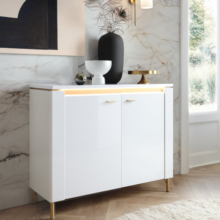 Lazio Sideboard 2 Door in Alpine White/White Gloss