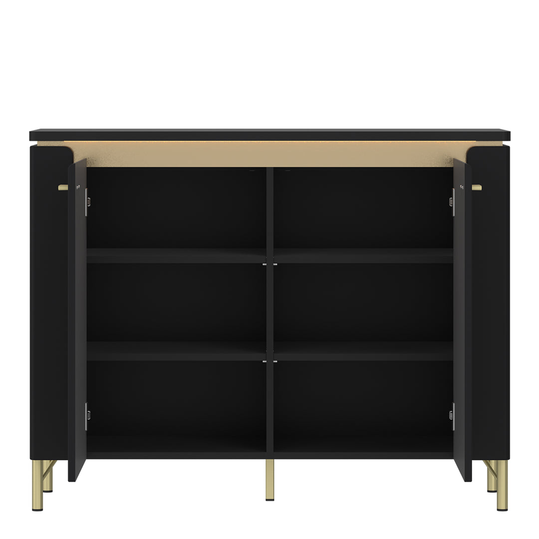 Genoa Sideboard 2 Door in Black Matt/Gold