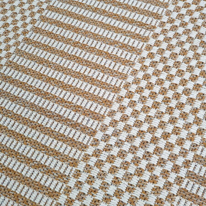 Cotton Rug Runner Ochre Cream Braided Striped