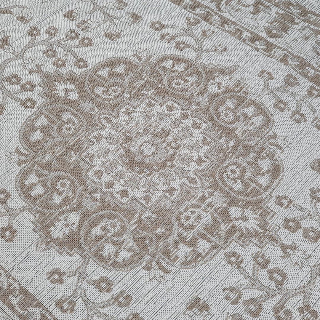 Cotton Rug Brown Cream Oriental