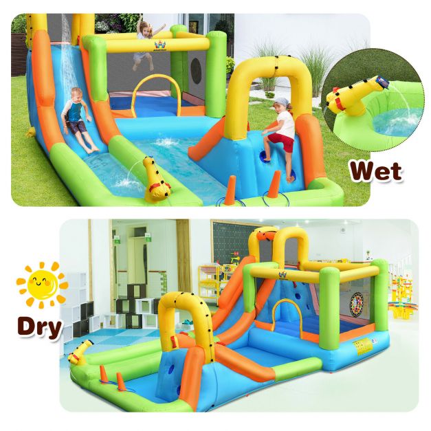 Inflatable Water Park Bounce House Double Water Slides Climbing