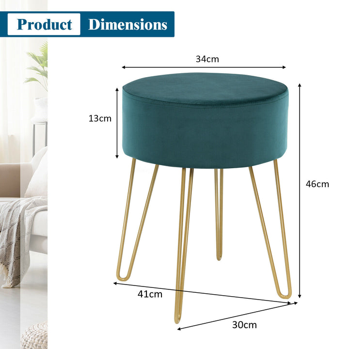 Velvet Modern Round Footstool Ottoman Makeup Dressing Chair - TidySpaces