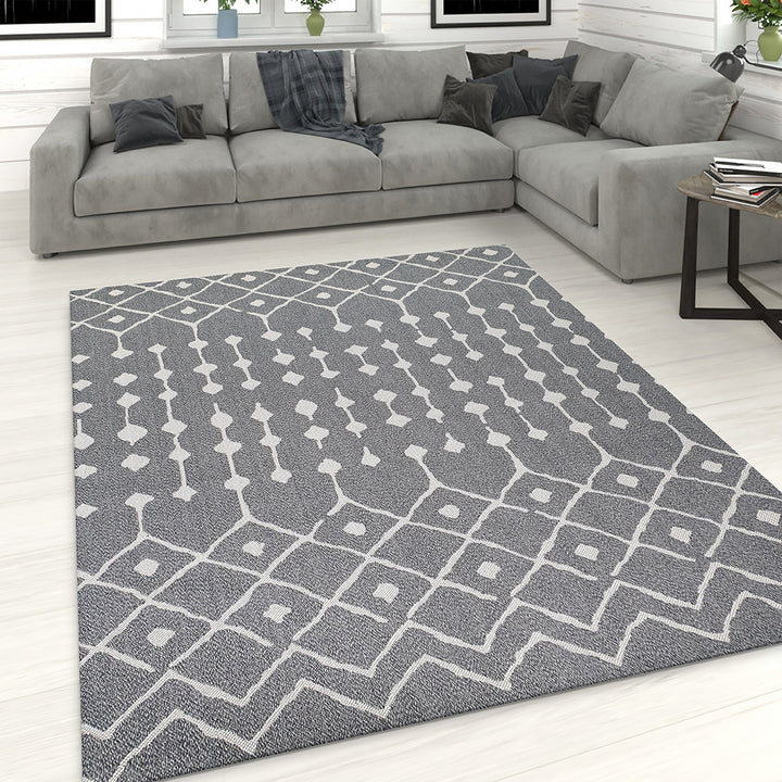 Cotton Rug Grey Berber