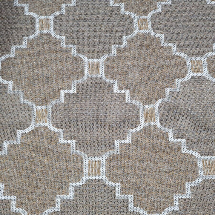 Cotton Rug Runner Trellis Brown Beige Taupe