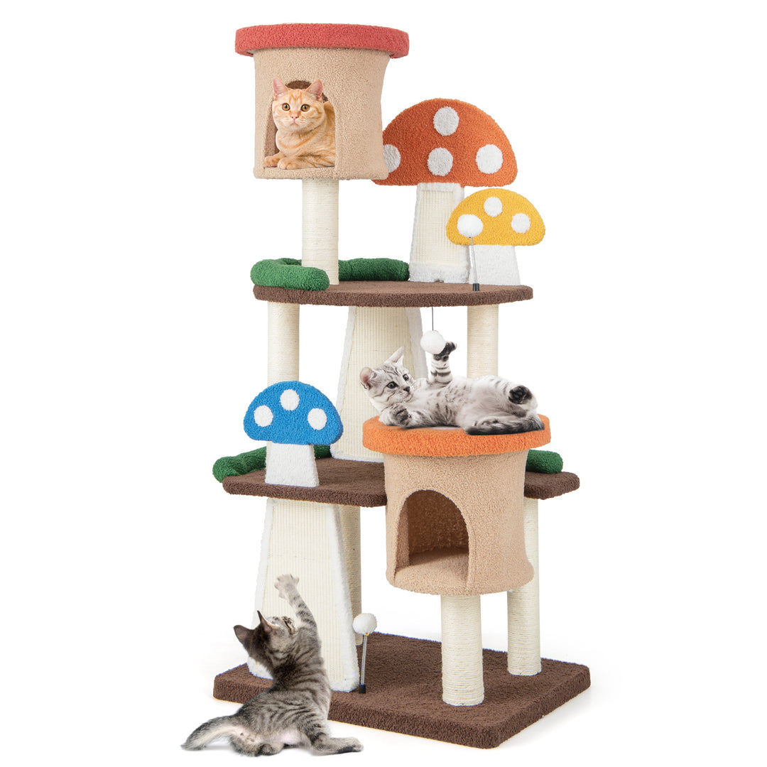4-In-1 Cat Tree Multi-Layer Cat Tower with 2 Condos and Platforms-Multicolor - TidySpaces