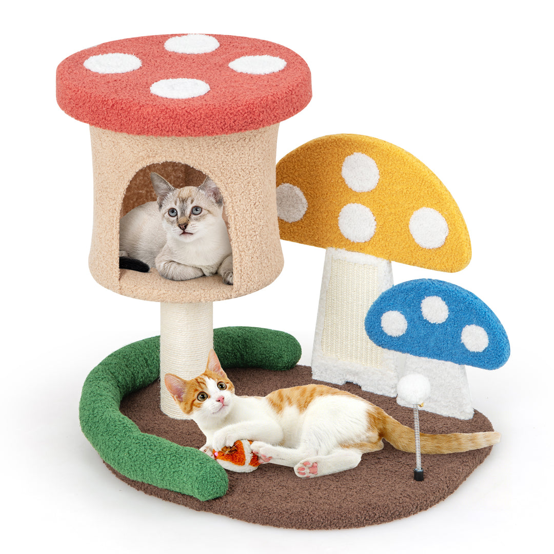 4-In-1 Cat Tree with Condo and Platform with Full-Wrapped Sisal Post-Multicolor - TidySpaces