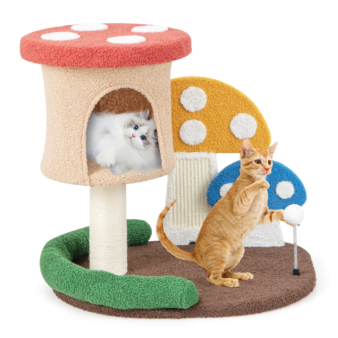 4-In-1 Cat Tree with Condo and Platform with Full-Wrapped Sisal Post-Multicolor - TidySpaces