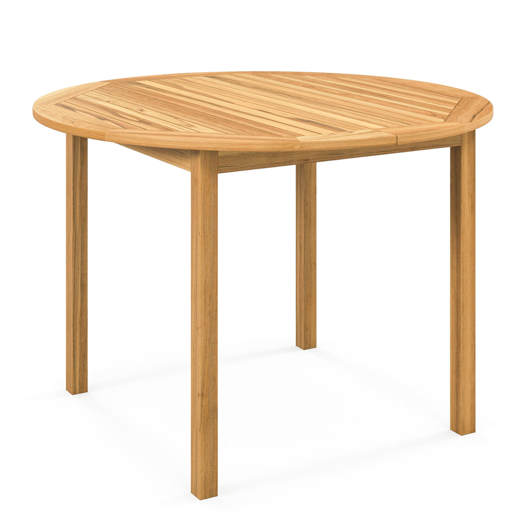 4-Person Round Outdoor Acacia Wood Dining Table - TidySpaces