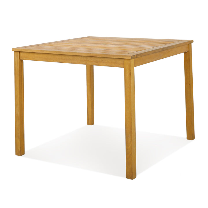 4-Person Square Outdoor Acacia Wood Dining Table with 5cm Umbrella Hole - TidySpaces