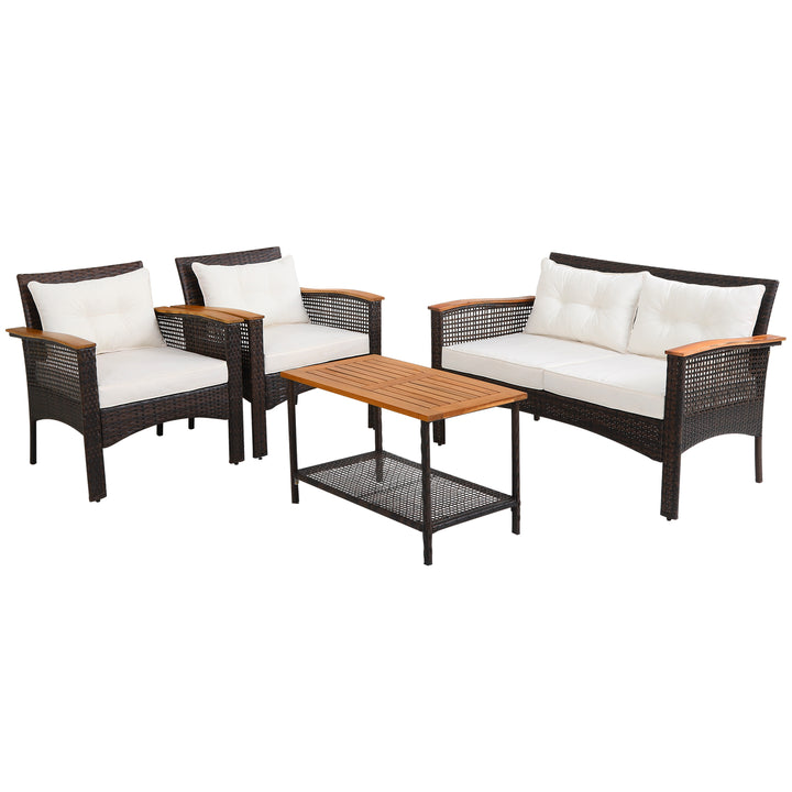 4 Pieces Outdoor Patio Furniture Set with Loveseat and Coffee Table - TidySpaces