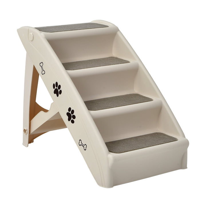 4 Step Pet Stairs with Non-Slip Foot Pads Beige - TidySpaces