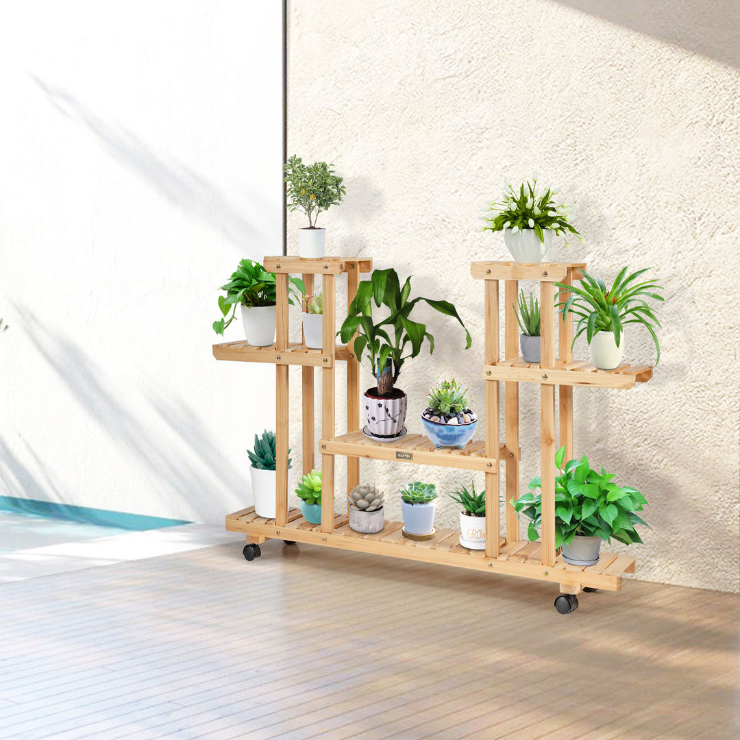 4-Tier Flower Plant Stand Shelf with 8 Shelves-Natural