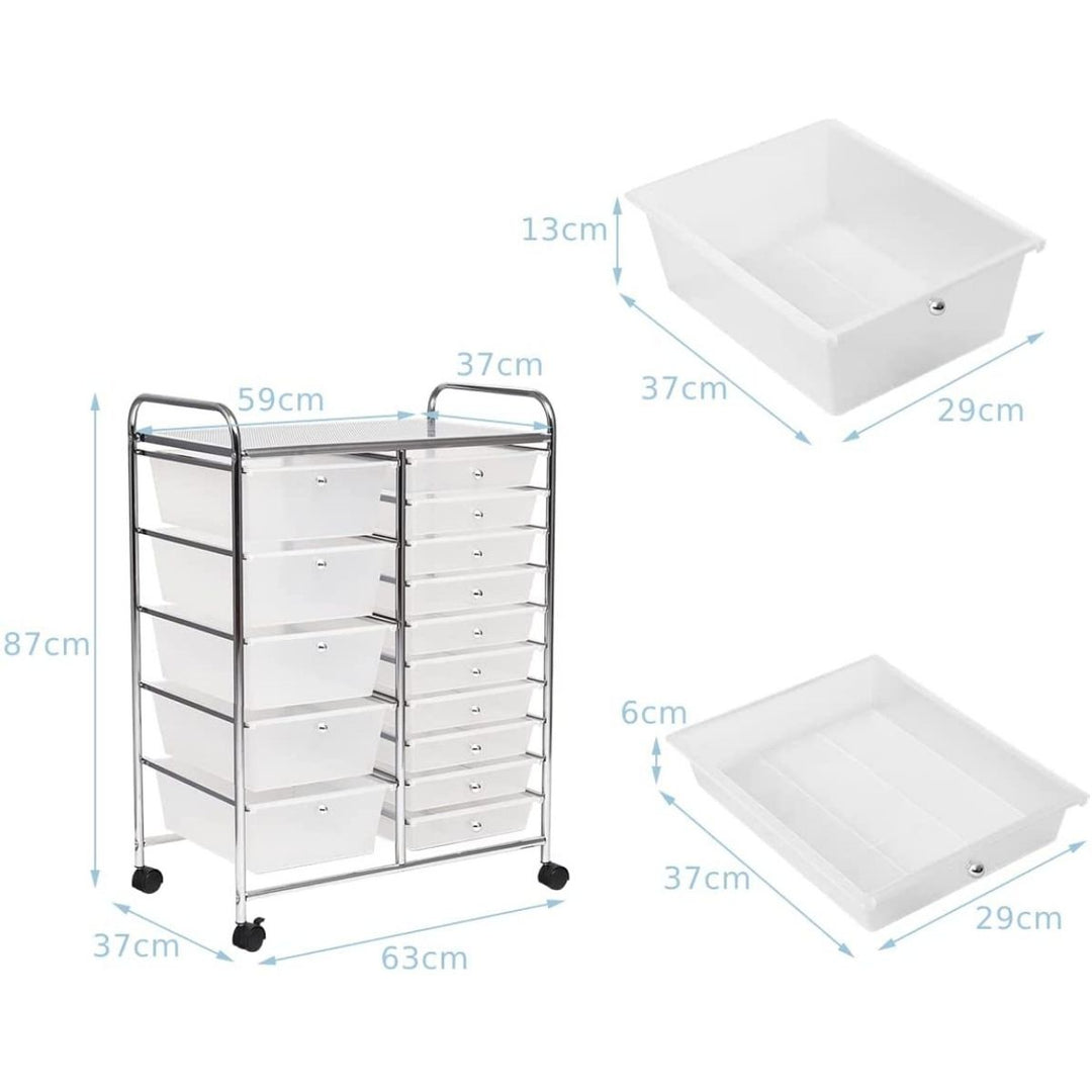 15 Drawer Rolling Storage Cart with 4 Wheels for Beauty Salon - TidySpaces