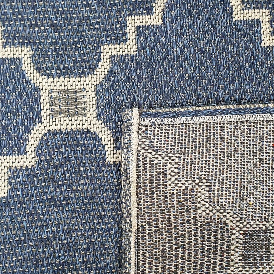 Cotton Rug Runner Trellis Navy Blue