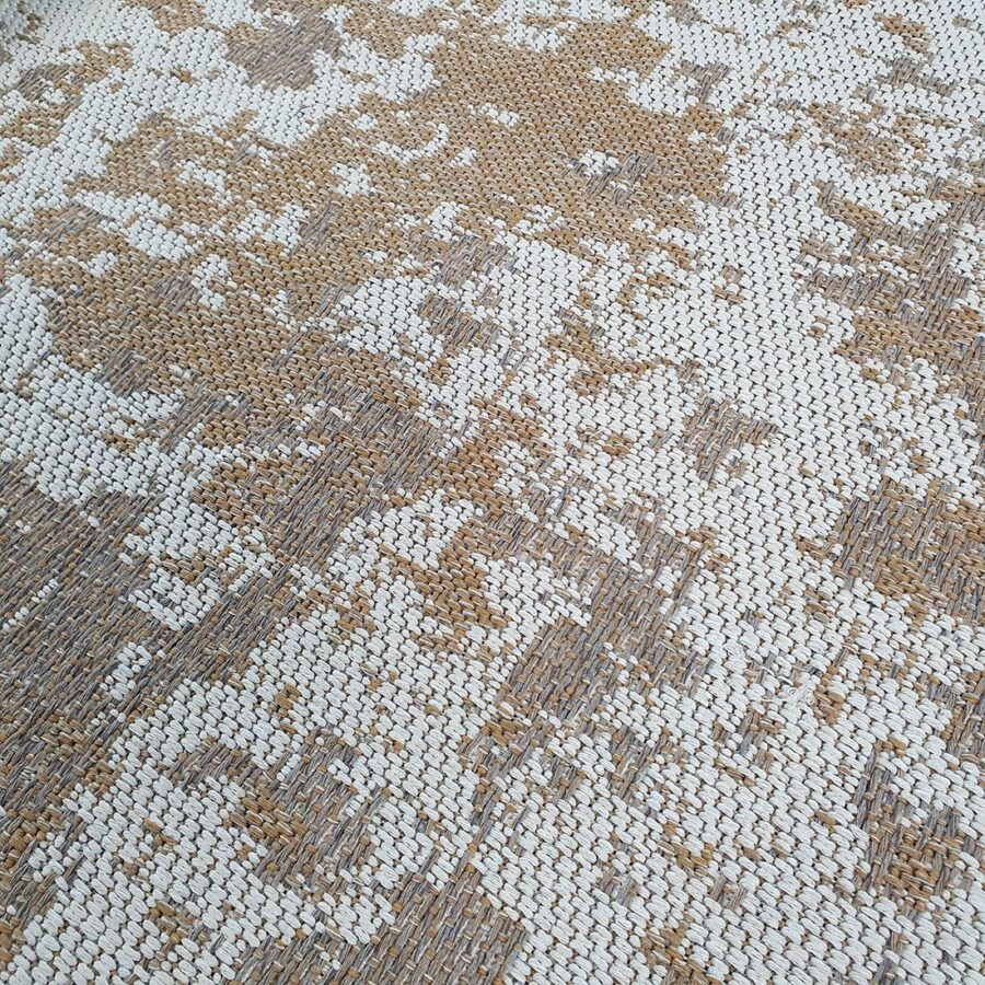 Cotton Rug Mustard Cream Abstract