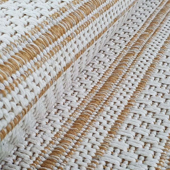 Cotton Rug Mustard Cream Striped