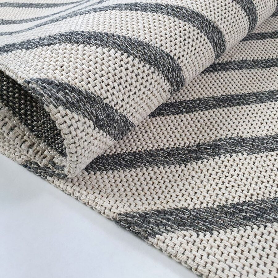 Cotton Rug Cream Grey Geometric