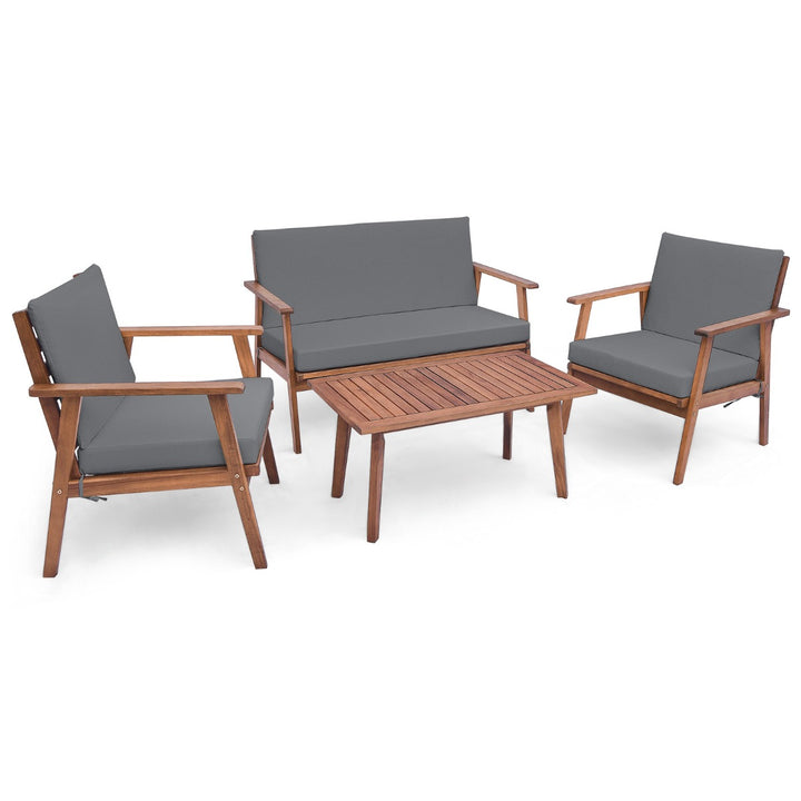 4 Piece Outdoor Conversation Set with Soft Seat and Back Cushions