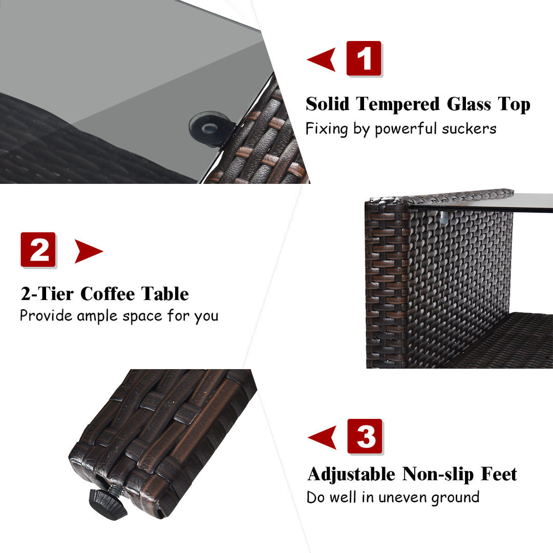 4 Pieces PE Rattan Patio Conversation Set - TidySpaces
