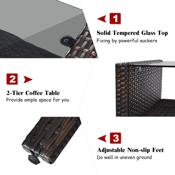 4 Pieces PE Rattan Patio Conversation Set - TidySpaces