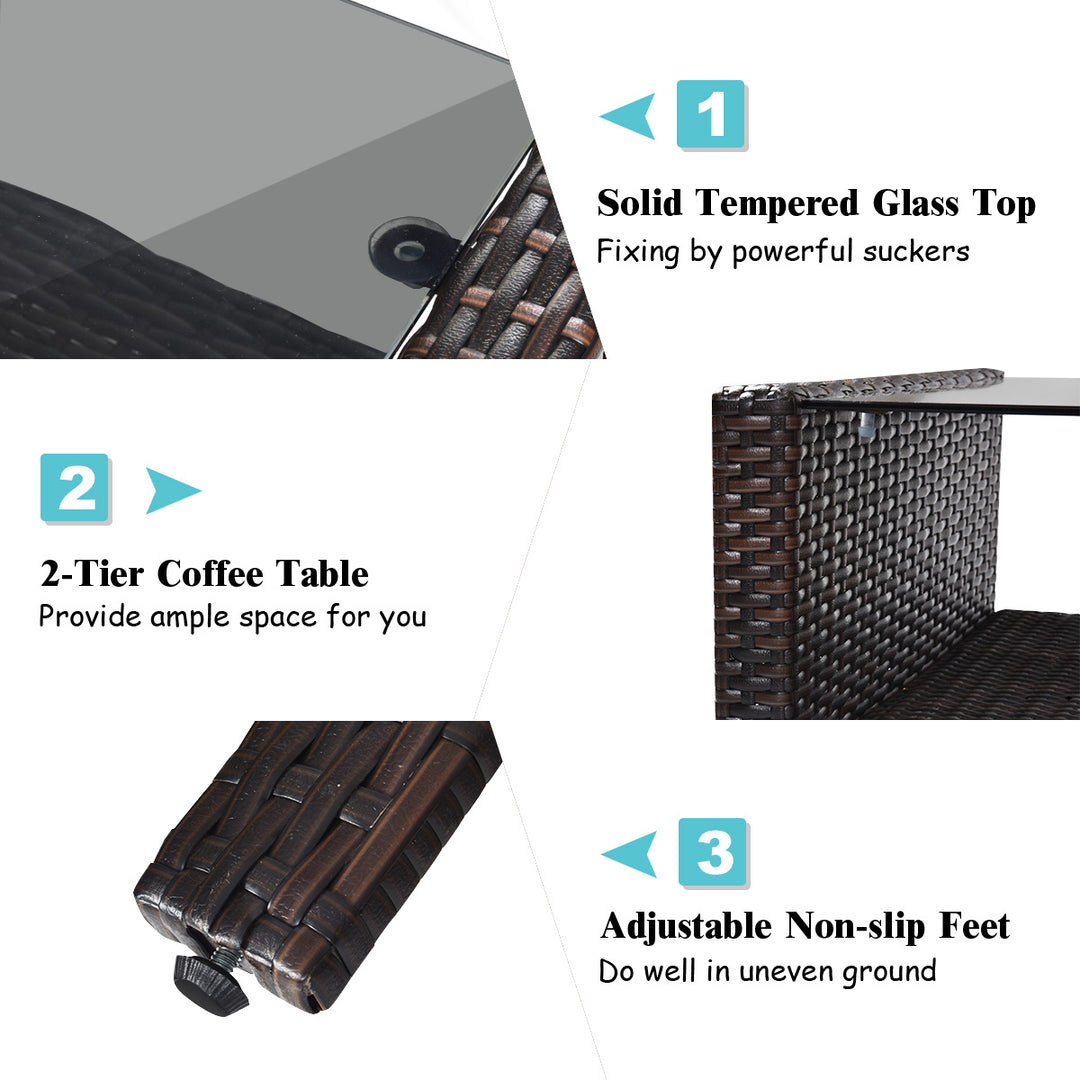 4 Pieces PE Rattan Patio Conversation Set - TidySpaces