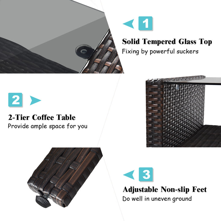 4 Pieces PE Rattan Patio Conversation Set - TidySpaces