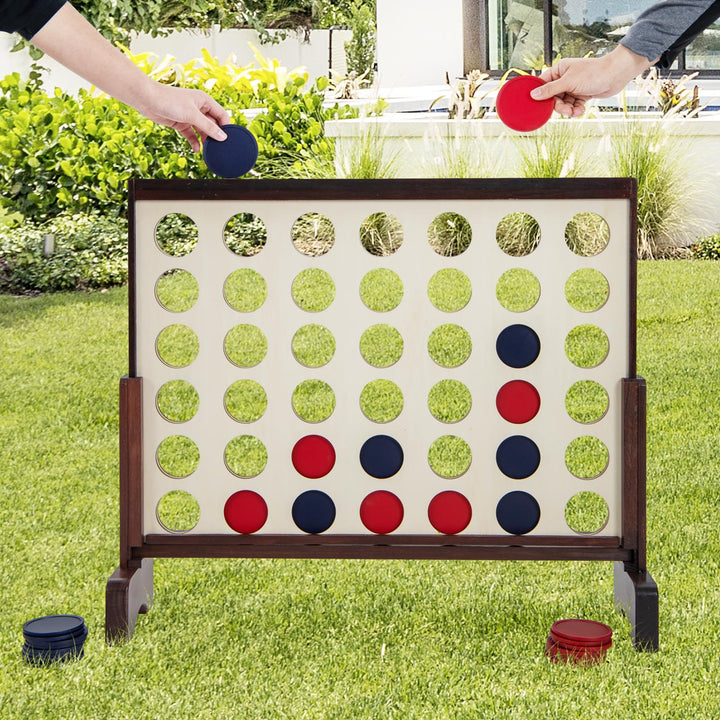4 in a Row Game Set with 42 PCS Jumbo Rings and 600D Oxford Fabric Carrying Bag - TidySpaces