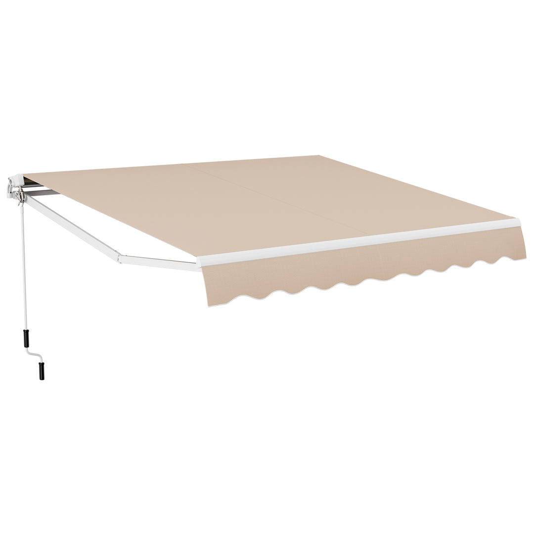 4 x 2.5 m Patio Retractable Awning with Manual Crank Handle-Beige - TidySpaces