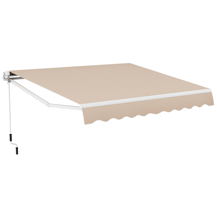 4 x 2.5 m Patio Retractable Awning with Manual Crank Handle-Beige - TidySpaces