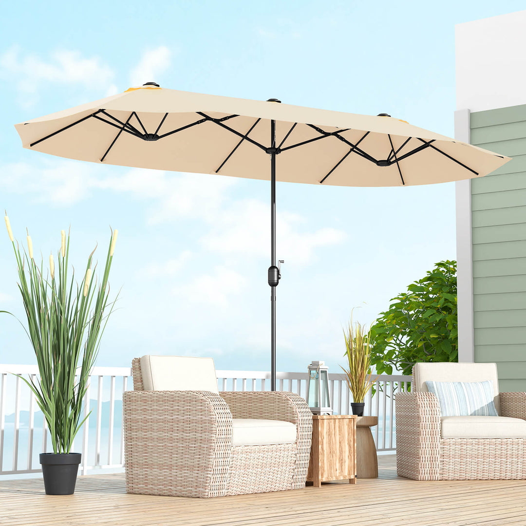 4m Double sided Patio Umbrella with Crank Handle for Garden Pool Backyard