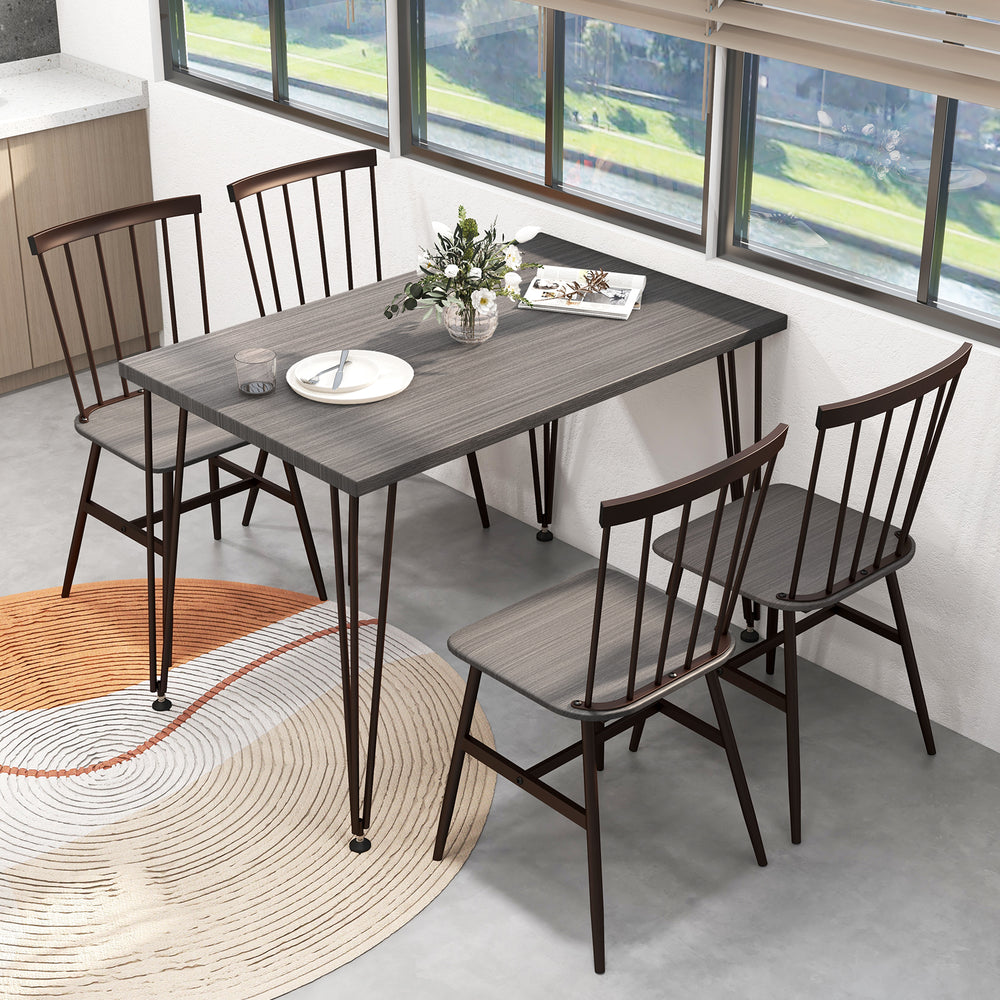 5-Piece Dining Table Set for 4 with Swivel Feet for Living Room-Grey - TidySpaces